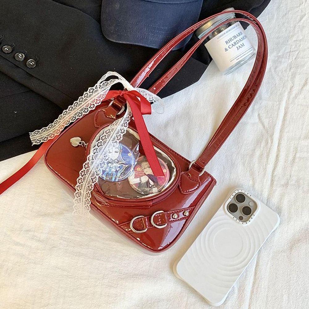 JK Transparent Love Itabag Zipper Bag Lace Crossbody Bag Portable Kawaii Shoulder Bag Gift