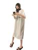 Pure cotton round neck short-sleeved t-shirt skirt children's Korean version loose large size medium and long dress knee-length dress summer tide
