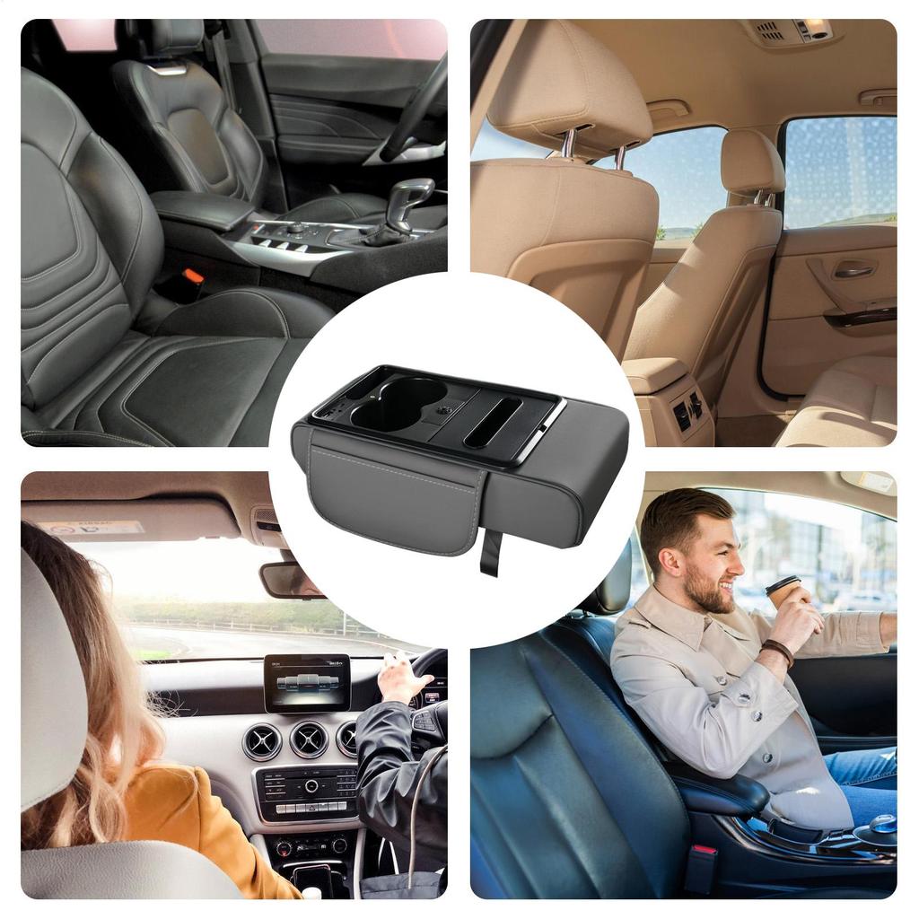 Auto Armlehnenbox Erhöhungskissen Mit Becherhalter Taschentuchbox Seitliche Aufbewahrungstasche universell Auto Innenraum Zubehör