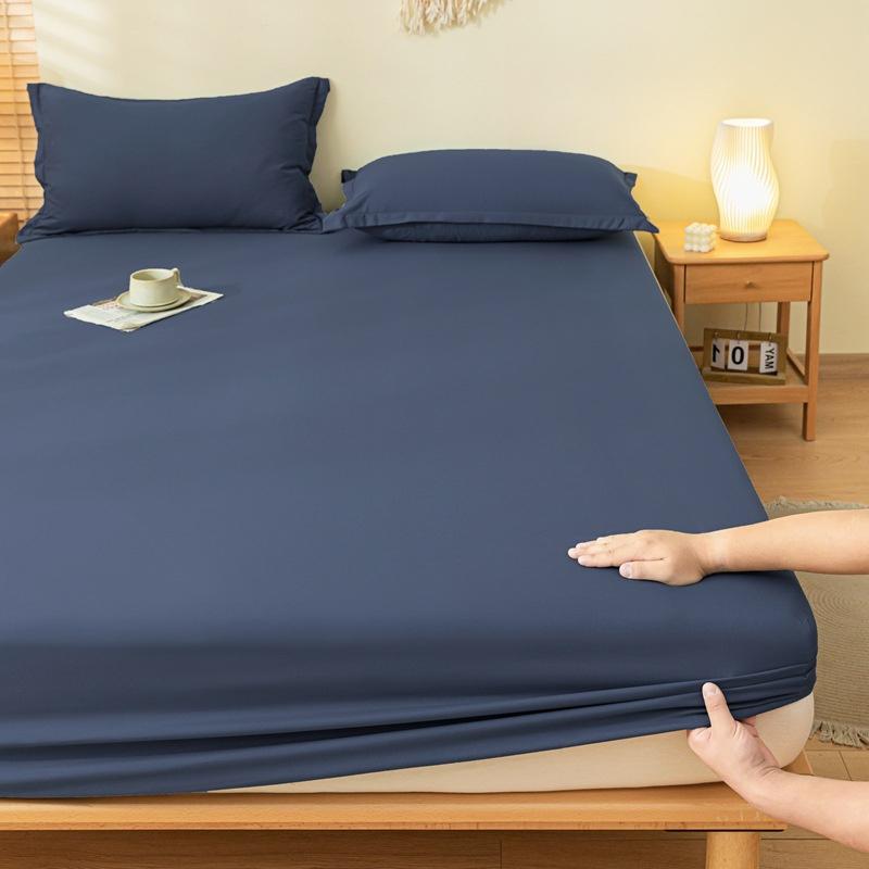 Solid Color Brushed Fitted Bed Sheet Set Soft Comfortable Non Slip Mattress Protector Cover for Single Double Cotton Fitted Sheet Soild Color