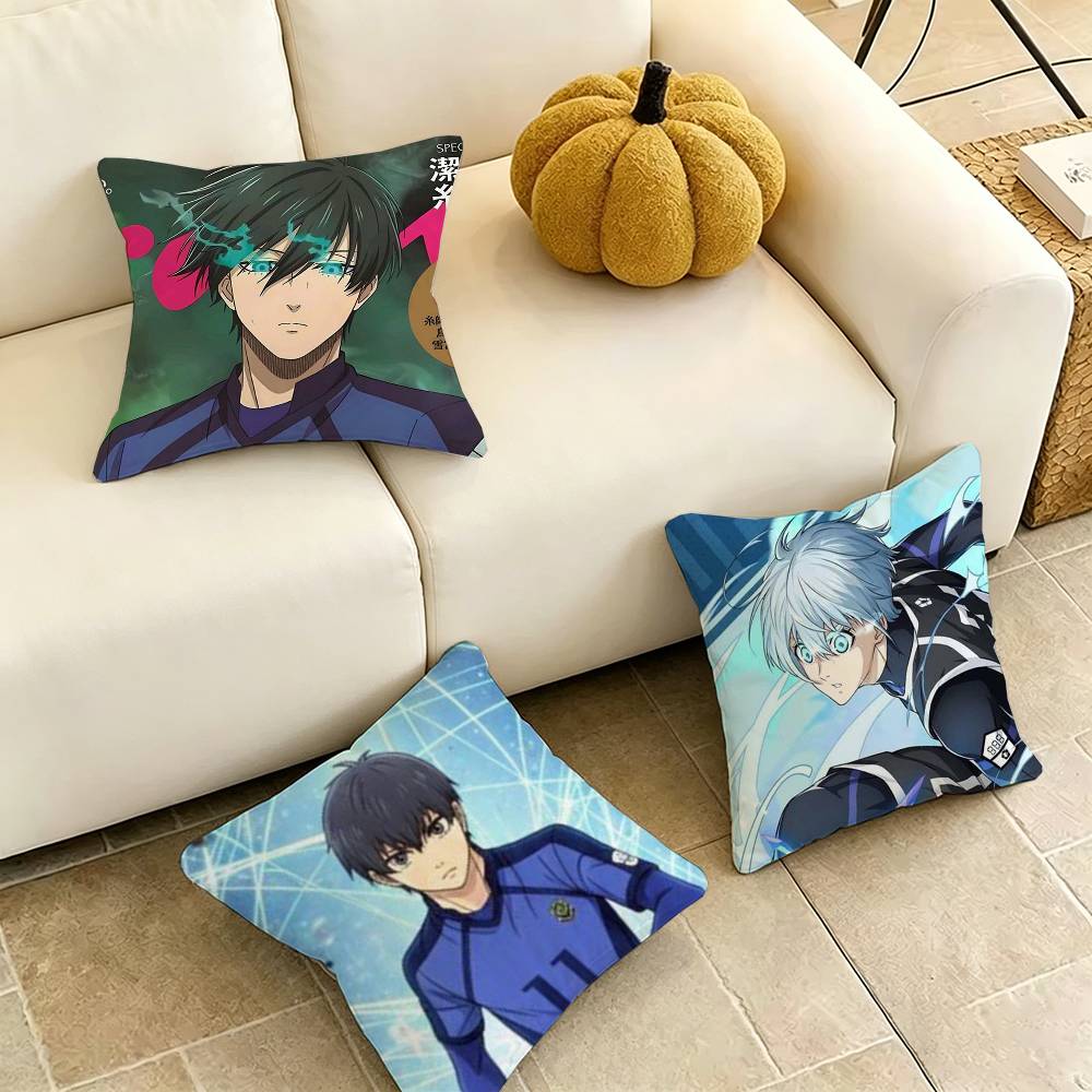 Blue Lock SShidou RRyusei Square DoubleSided printed Pillow Case Bedroom Bedside Pillow Sofa Cushion Cover Gift