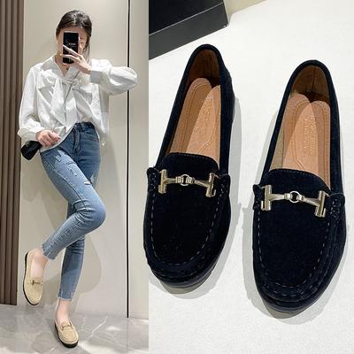 Designer Metal Buckle Woman Work Flats Breathable Mocasines Mujer Luxury Oxford Shoes Suede Loafers