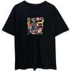 Black Graffiti Print T-shirt Women's Crew Neck Short Sleeve 2025 Summer New Small Pure Cotton Loose Foreign Style Top