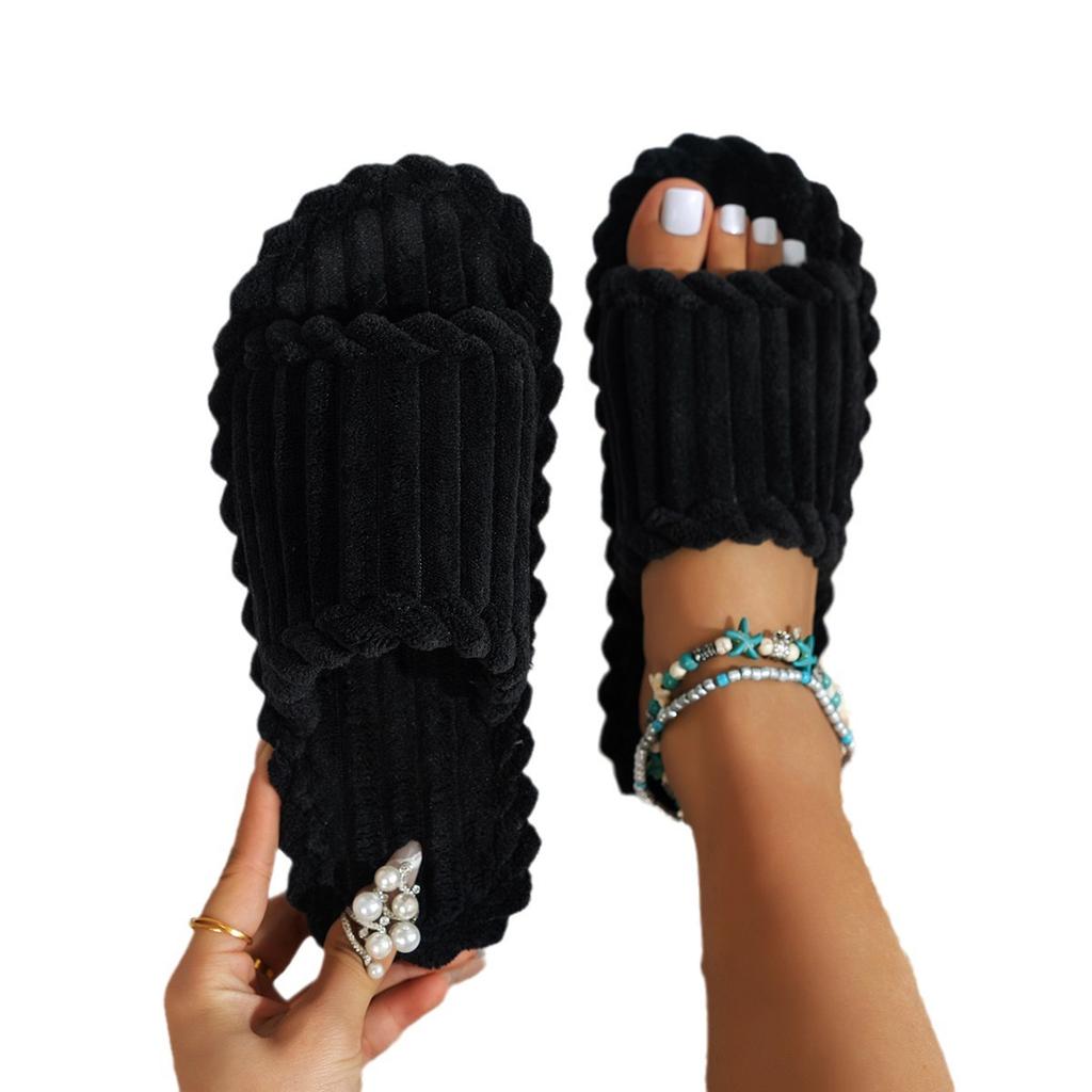 Große Größe  neue tägliche Freizeit Zuhause einfarbig Wildleder leichte und bequeme Damen Hausschuhe