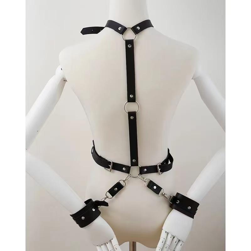 Sexy Lingerie Women PU Leather Body Harness Fetish Bondage Bdsm Erotic Underwear Rave Garter Belt