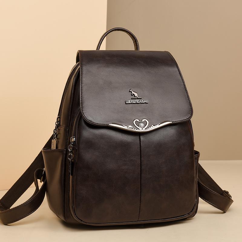 Women's Retro Backpack Soft Leather Travel Backpack