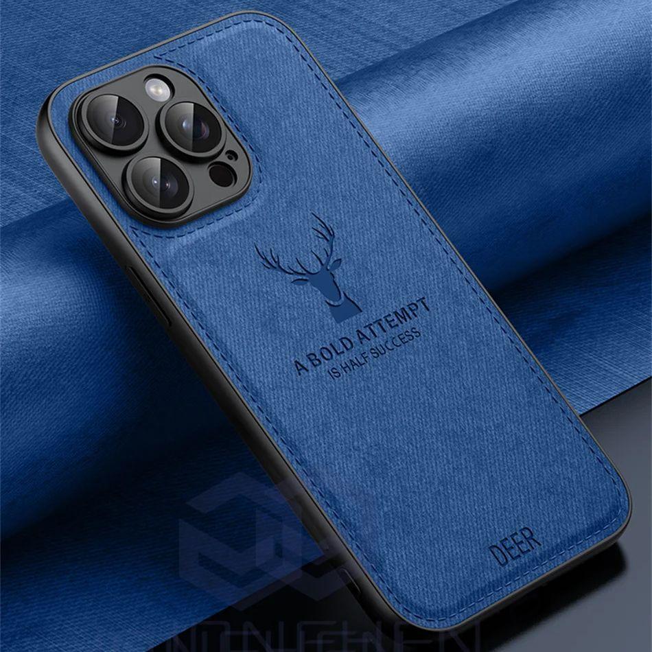 Soft Deer Head Shockproof Silicone Bumper Case For iPhone 15 14 13 12 11 Pro Max 7 8 6 S Plus SE Leather TPU Back Cover