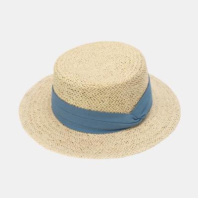 Lcate Damen Raffiahut Fischgrät Flacher Bucket Hat Sommer Strohhut LMJ127