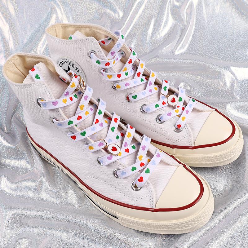 Neue flache Schnürsenkel mit Liebesherz für Damen- und Herren-Sneaker, geeignet für AJ/AF1 High Canvas-Schuhe, Sportschnürsenkel für Schuhe