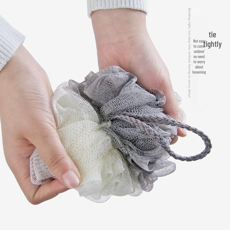 Two-Tone Shower Ball with Lanyard: Soft, Thickened Bath Flower for Rich Lather and Back Scrubbing.