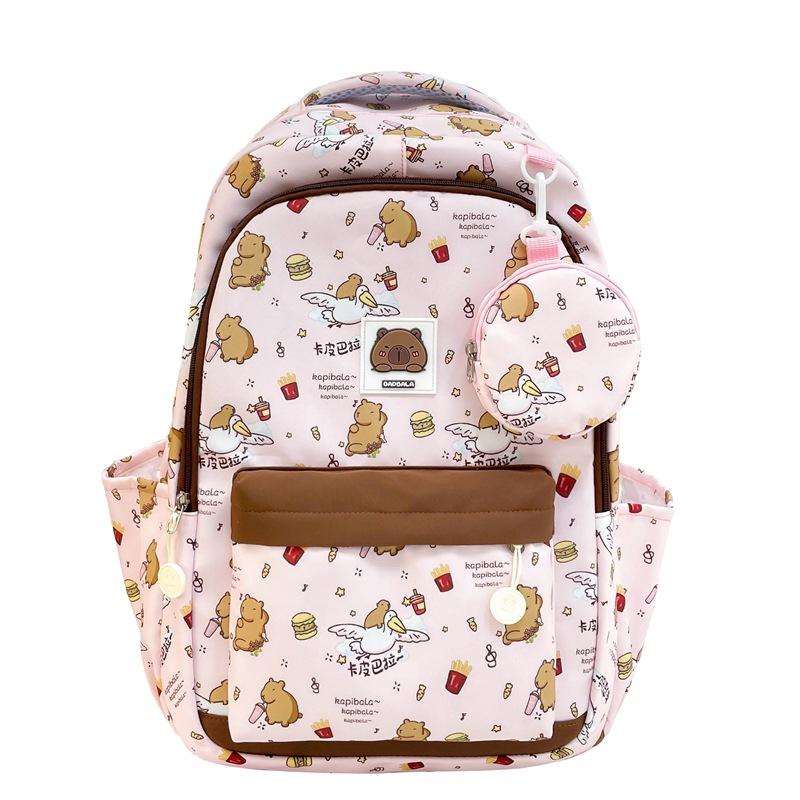 

Новые ученики начальной школы и ученики средней школы школьный портфель женский легкий нейлоновый многофункциональный рюкзак большой вместимости розовый