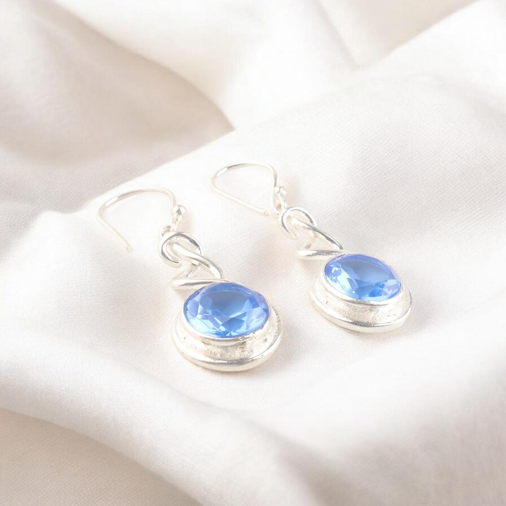 Genuine Tanzanite Gemstone 925 Sterling Silver Jewelry Designer Earrings 1.67" CE-14-2