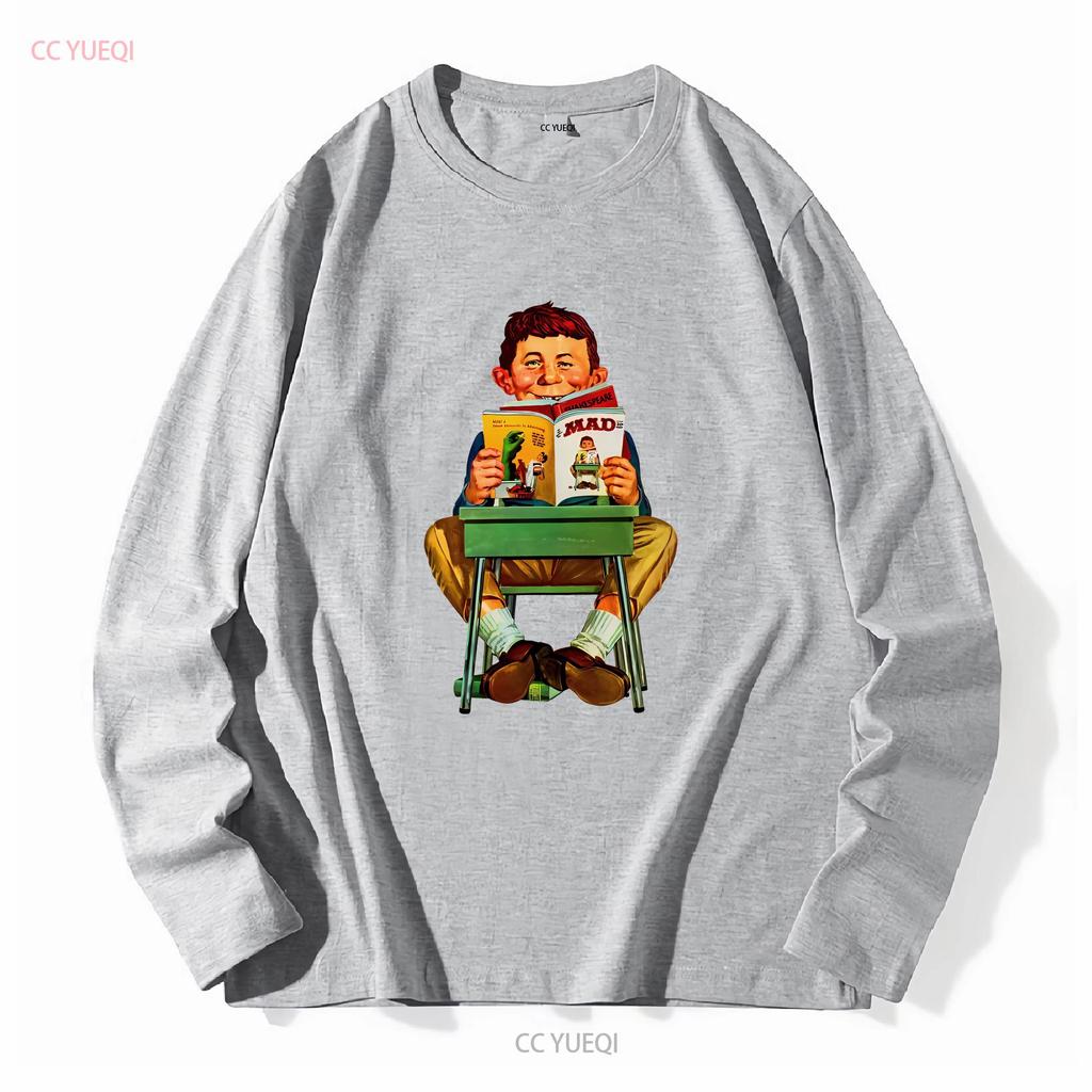 MAD Magazine Alfred E Newman T shirt retro graphic tee long or short sleeves vintage Washed Stretched Soft Casual homme