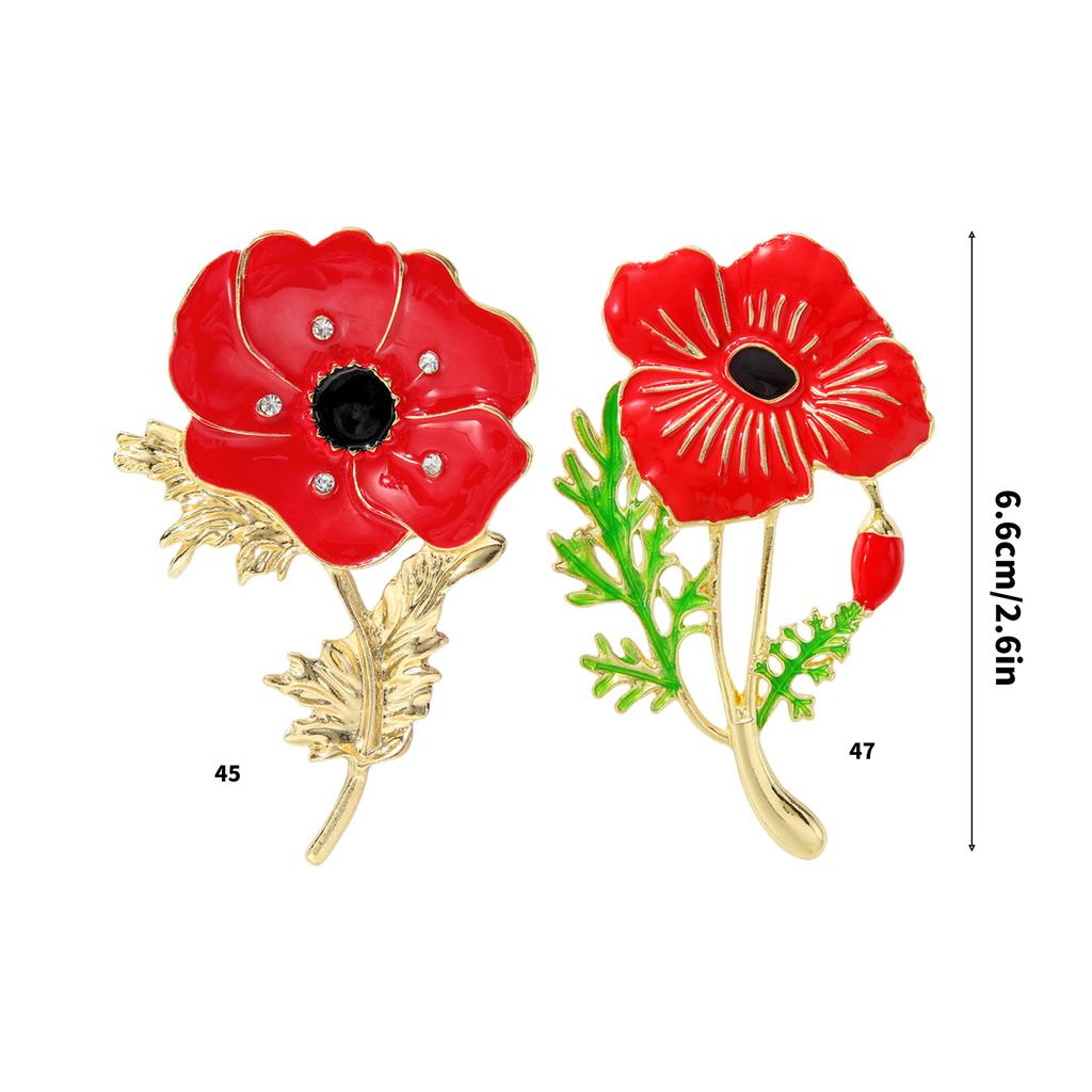 Broche Artistique Fleur de Coquelicot Rouge Fait Main Émail Broche Coquelicot Fleur Épinglette Charme Pour Femmes Accessoires de Fête