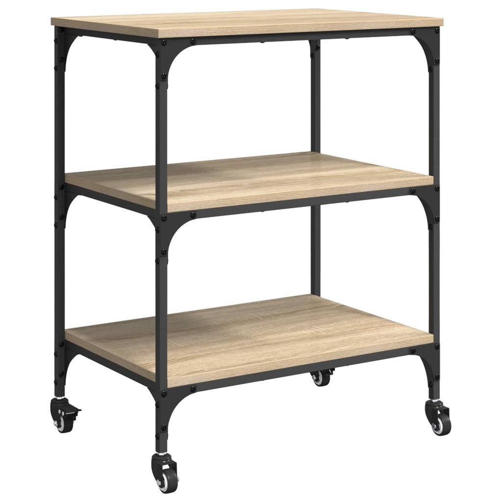 Kitchen Trolley In Sonoma Oak Finish 60 X 41 X 76 Cm Engineered Wood