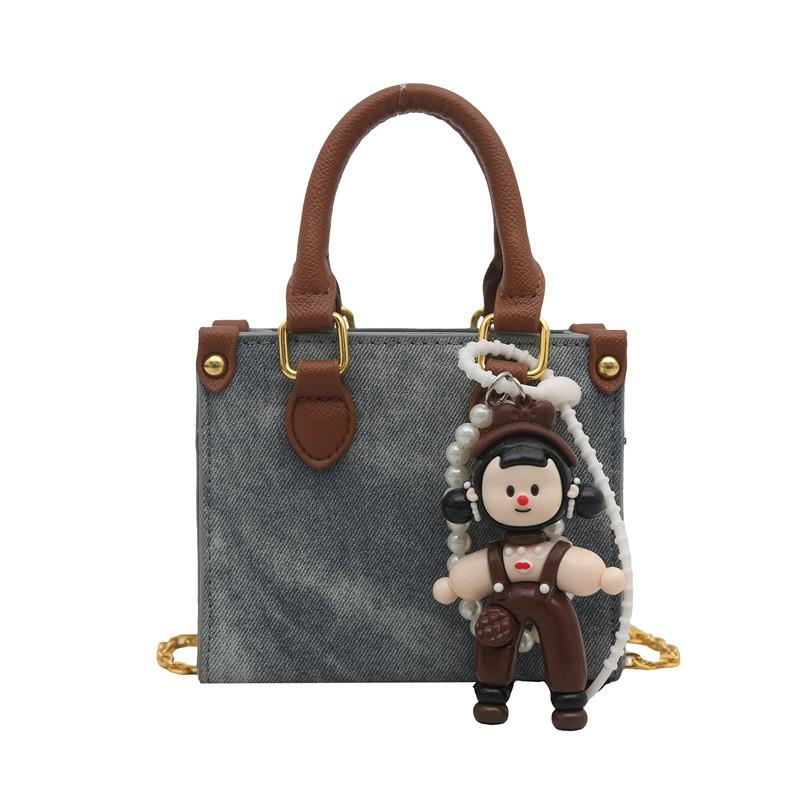 Retro Comfortable Fashion Handheld Kids Cute Square Bag With Seams Reinforced