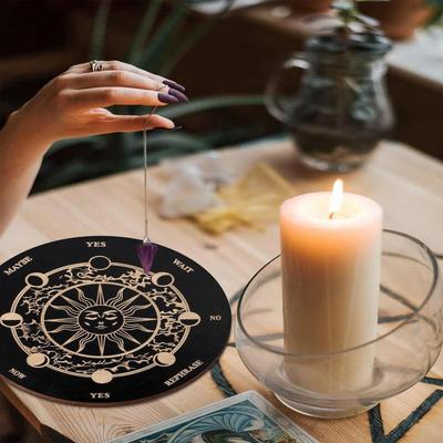 Star Pendulum Board Wooden Divination Board Wooden Stand for Tarot Moon Shape Card Witch Crafts Supplies for Beginners