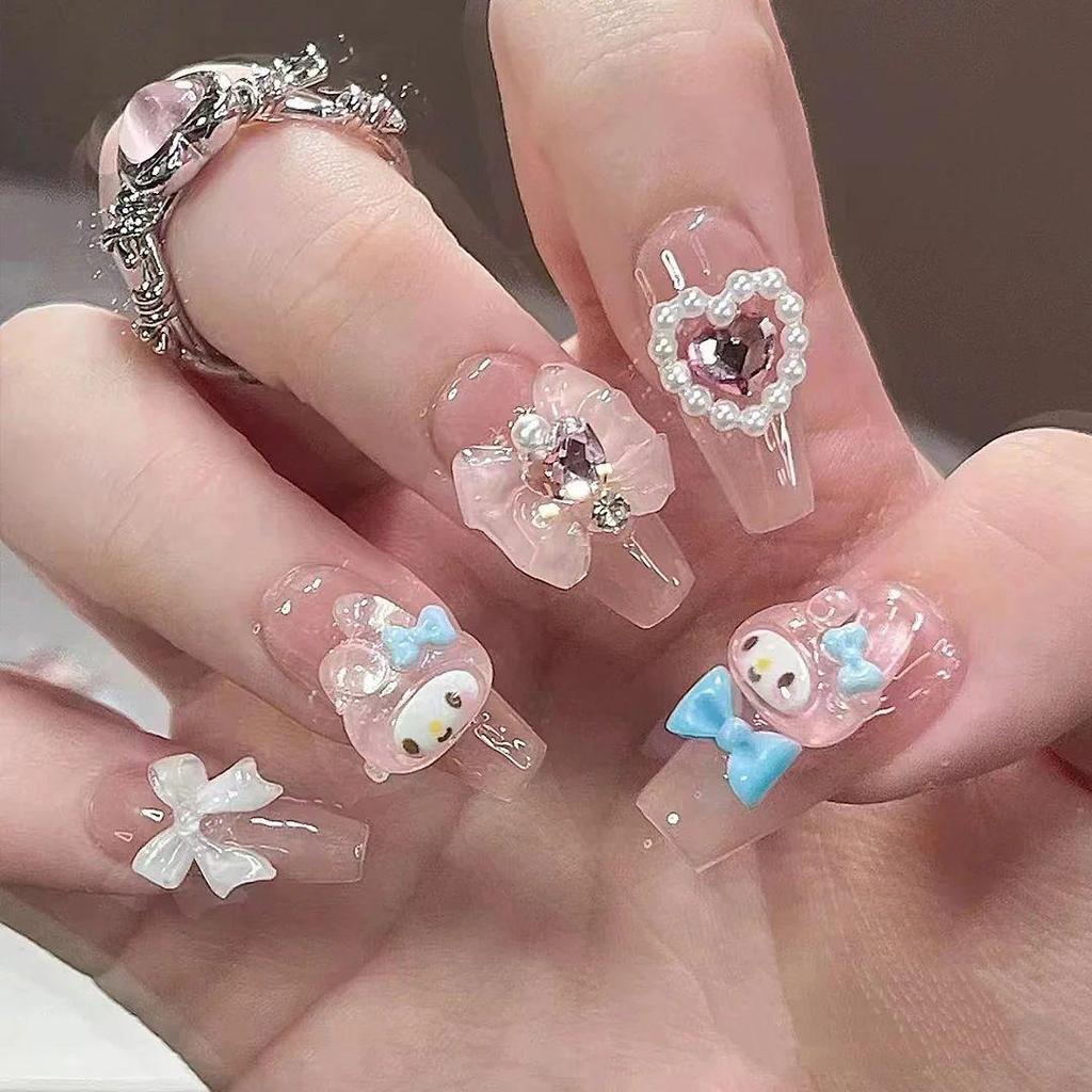 Super Flash Style: High-Class Aura Cat Eye Handmade Nail Tips for Young Ladies