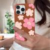Fresh Style Cherry Blossom Pattern Case For iPhone 17 Pro Max Leather Texture Soft Silicone Cover For iPhone 16 15 14 13 Pro 12 11 16E Air