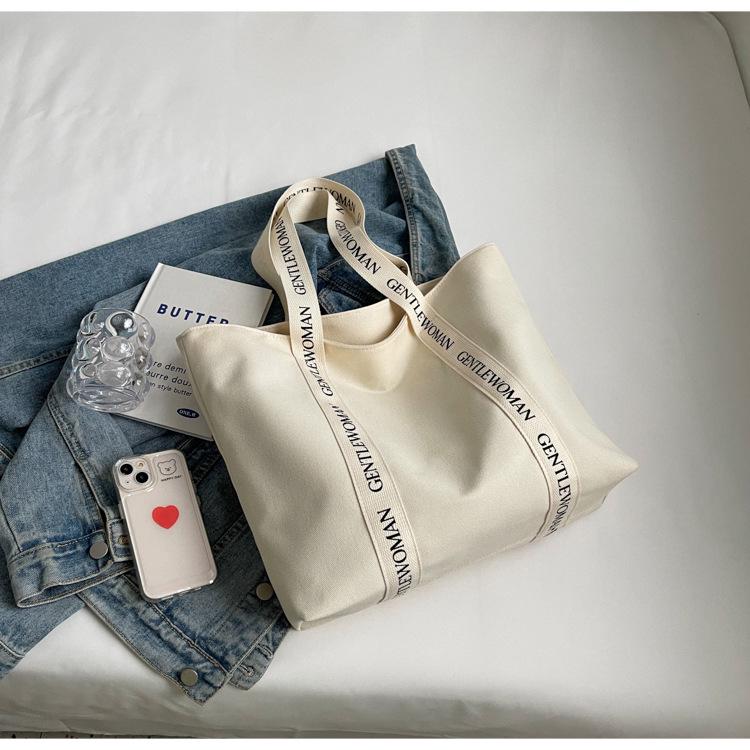 Elegant Large-Capacity Canvas Tote Bag for Students кремовый/белый