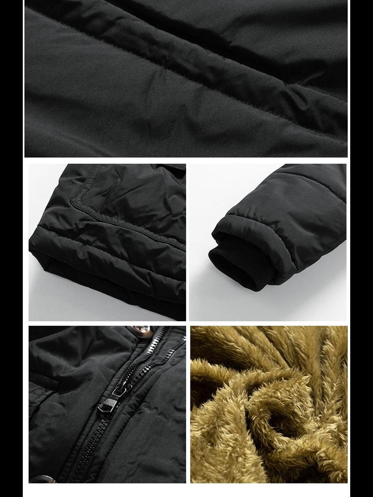 Men's Plus Size Hooded Winter Cotton Coat with Velvet Lining