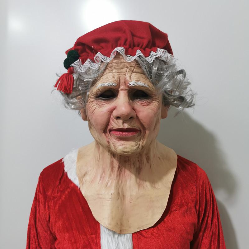 Halloween Latex Old Lady Bald Headgear Mask