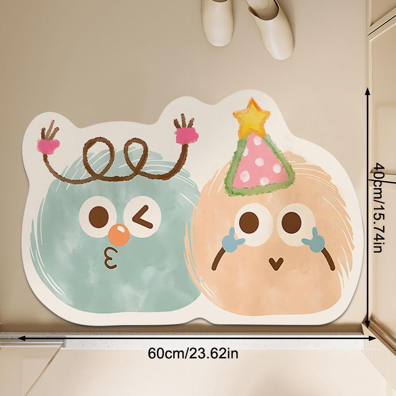 Anti Slip Bath Mat Cute Cartoon Diatomaceous Earth Bathroom Mat With Rubber Backing Quick Drying Foot Mats 40x60CM Shower Carpet