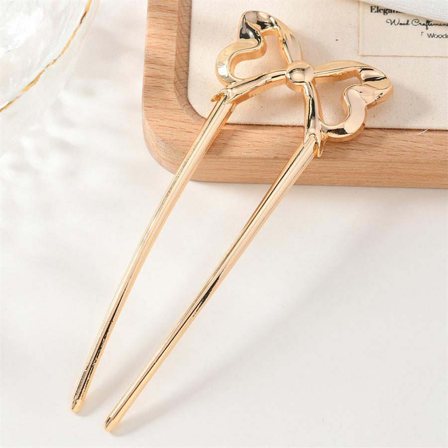 New high-end bow U-shaped hairpin for women with simple metal hairpin hairpin hairpin hairpin Fashion sweet and cute headdress