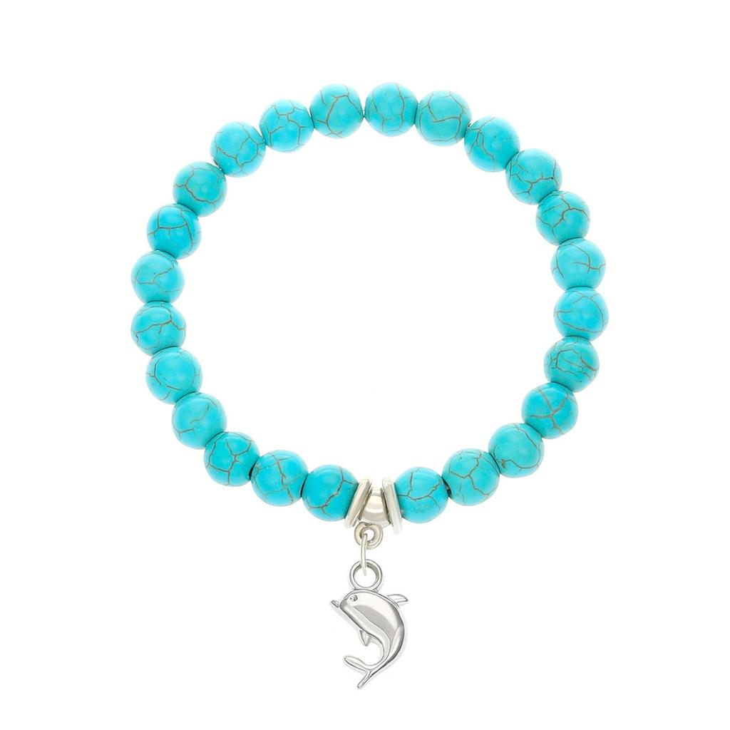 Bohemian Turquoise Ethnic Bracelet with Cross, Starfish, and Turtle Charms