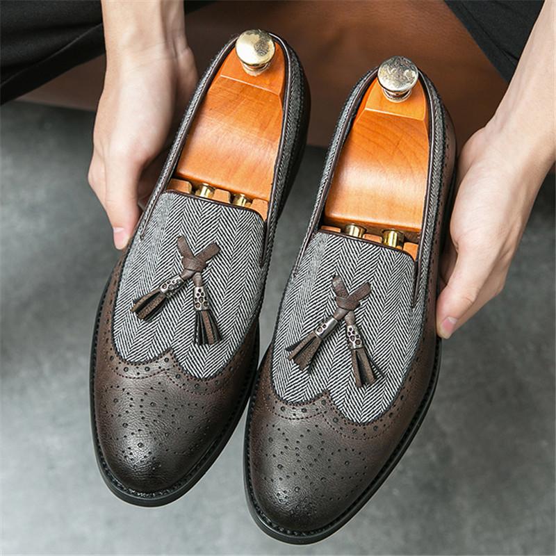 

Новые лоферы с кисточками, мужские, пэчворк, лакированная кожа, повседневные туфли-броги, свадебная обувь, для выпускного вечера, zapatos hombre 38