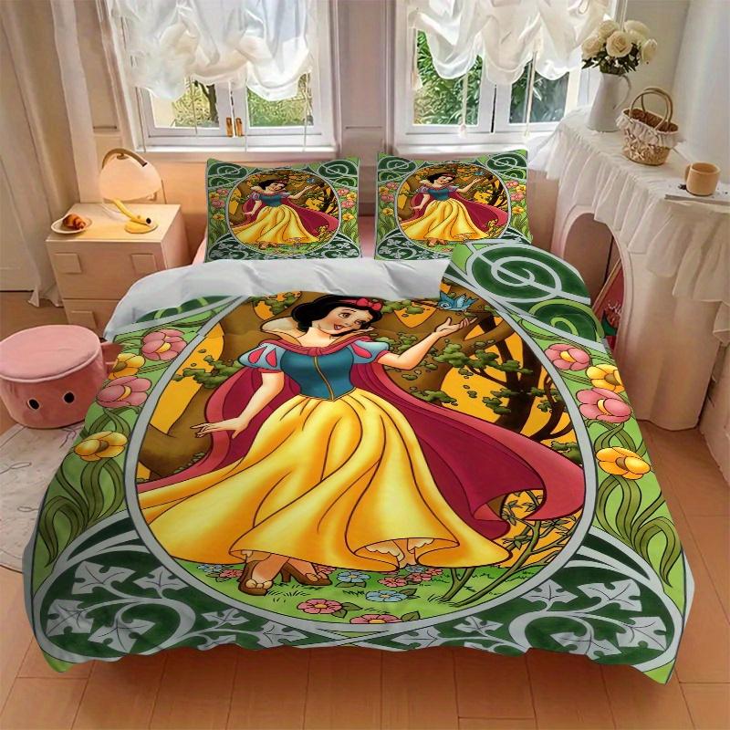 3pcs Snow White Bedding Set - Includes 1 Quilt Cover and 2 Pillowcases, Comfortable Bedding with Stylish Design for Bedroom, Machine Washable - P