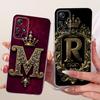 For Xiaomi Poco M4 Pro 5G Case Transparent Luxury Crown A-Z Letters 2D Flat Pattern Soft Phone Case 21091116AG MZB0BGVIN