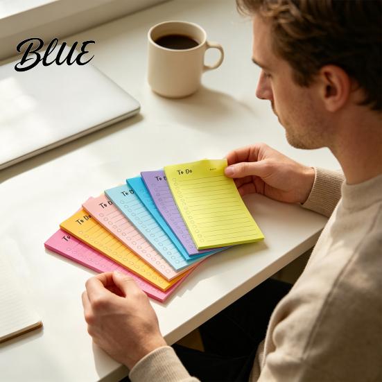 Horizontal Lined Sticky Labels Fluorescent Notepad To-do Lists with Check Boxes Academic Planning Stationery Multi-colored Adhesive Notes,