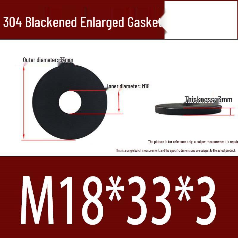 Large Black 304 Stainless Steel Ultra-Thin Oversized Flat Washer, Zinc-Plated