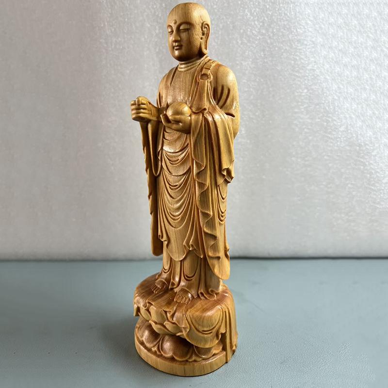 Natural wood Shakyamuni Buddha Statue Solid wood carving High-quality home, room and office products Wealth Luck Feng Shui Decor