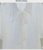 Women's White Chiffon Bow Tie Shirt - Summer Short-Sleeved Professional Top