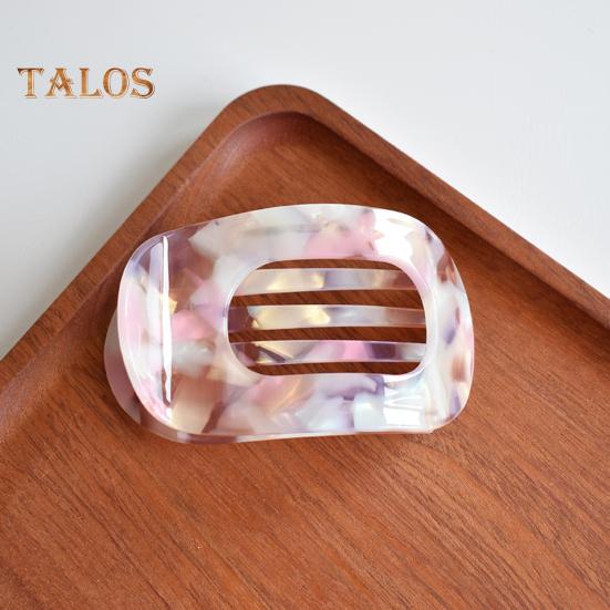 Haarklammer für Damen, flach, runde Form, starker Griff, biegbare Zähne, gebogenes Design, Haarspange am Hinterkopf, großer Clip, Haar-Accessoire