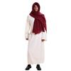 Men's Muslims Dress Caftan Robe Long Sleeve Stand Collar Jubba Thobe Man Leisure Dress Thobe with Arab Head Scarf Rope