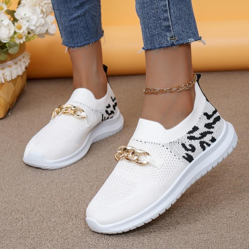 New Summer Fashion Walking Women's Flat Shoes Metal Decorative Mesh Comfortable Breathable Casual Sports Shoes NO:026