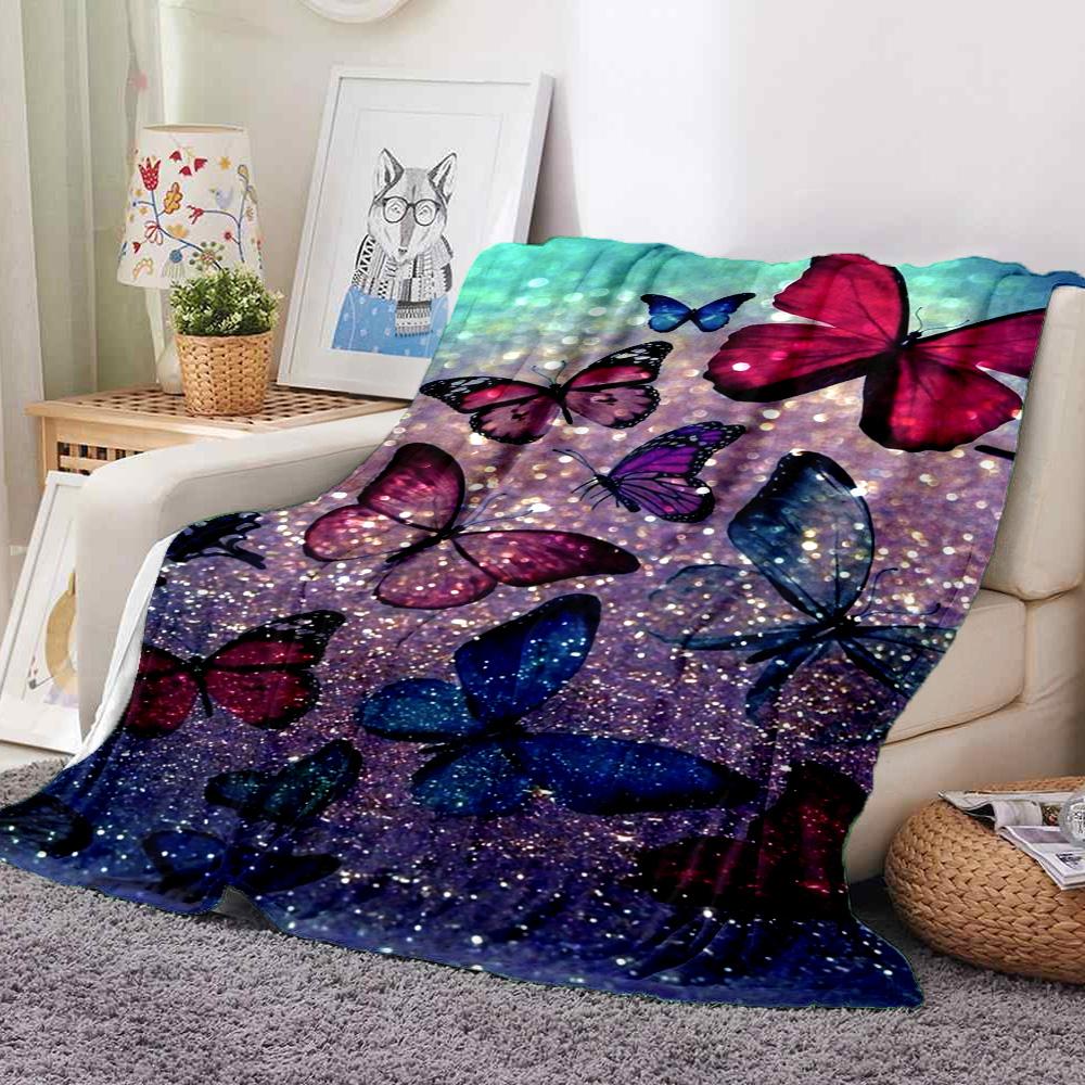 Butterfly Fantasy Flannel Blanket Throw Blanket Soft Warm Sofa Bed Camping Car home Decor Unique Christmas Gift C93069