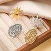 HECHENG,Pop Hip Hop Zircon Exaggerated Ring Twist Sun Shape Golden/Coppery Brass Material Metal Unisex Jewellery 1 Piece