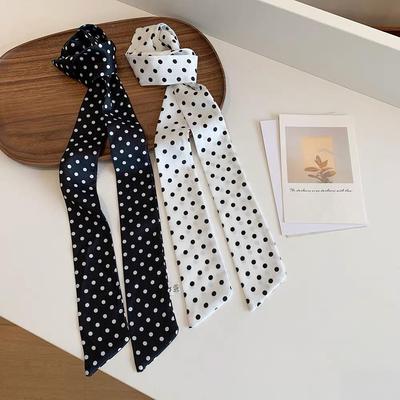 Luxury Ribbon Polka Dot Scarf Satin Hijab Fashion Wraps Hair Bands Ribbon Headband Bandann Polka Dot Scarf Printed Scarf