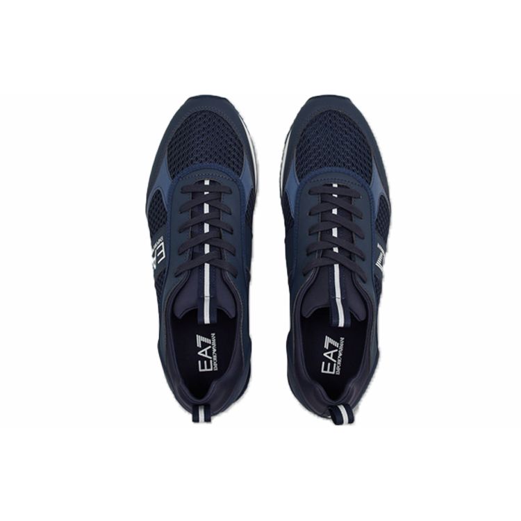 Emporio Armani Polyester Mesh Lace-Up Low-Top Casual Shoes Unisex Sneaker Navy-Blue X8X027XK050D813