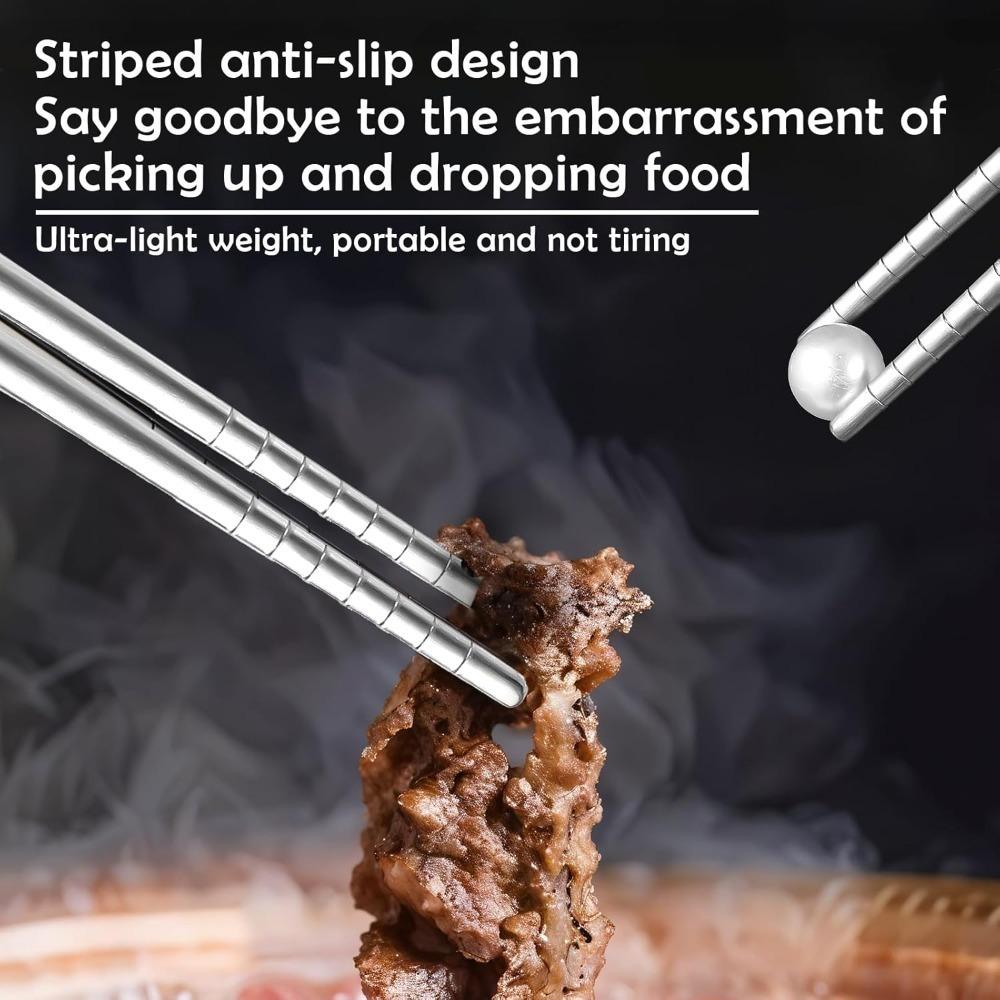 Lightweight Chopsticks Stainless Steel Chopsticks Reusable Easy To Use Nonslip Dishwasher Safe for Home Kitchen Hotel Restaurant