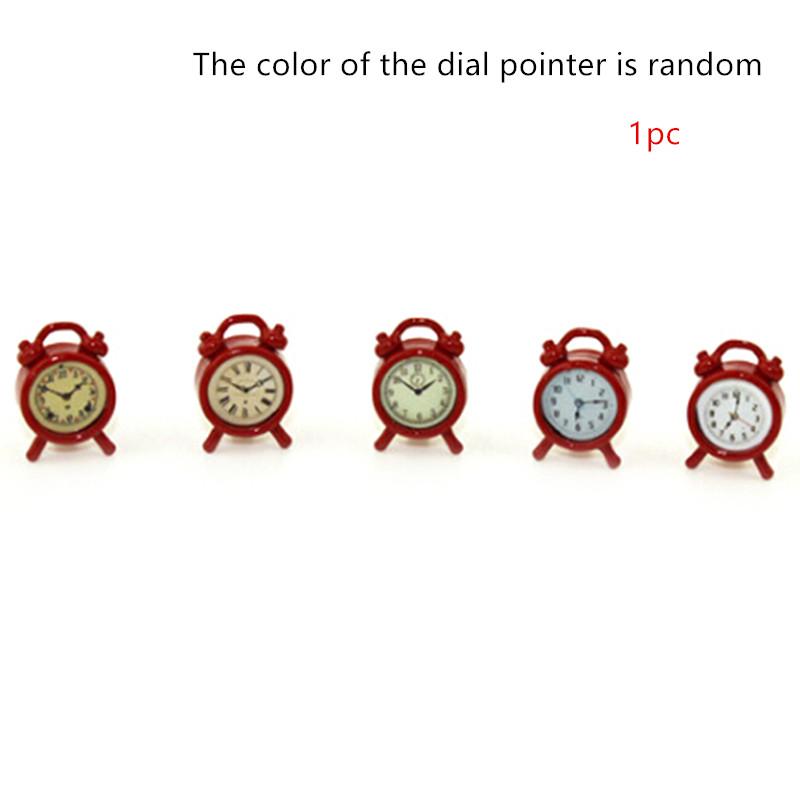 1Pc 1:12 Mini Small Alarm Clock Creative Quartz Round Alarm Clock Portable Miniature Dollhouse Mini Home Decoration Toys Gift