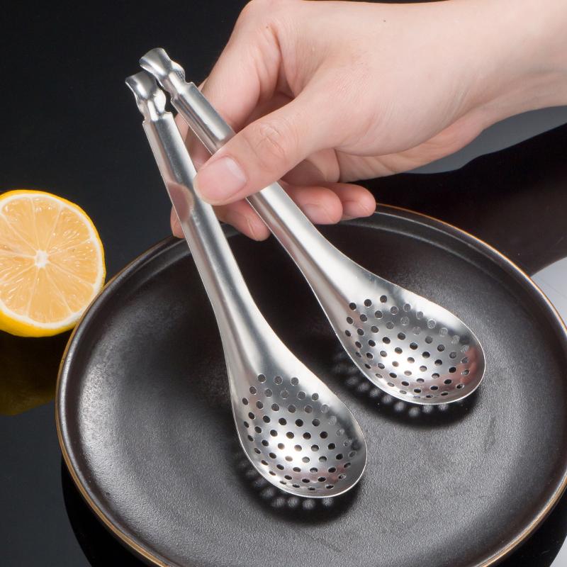 410 Stainless Steel Strainer Spoon Kitchen Spoon With Holes Cuisine Caviar Builder Roe Sauce Kitchen Cooking Gadgets