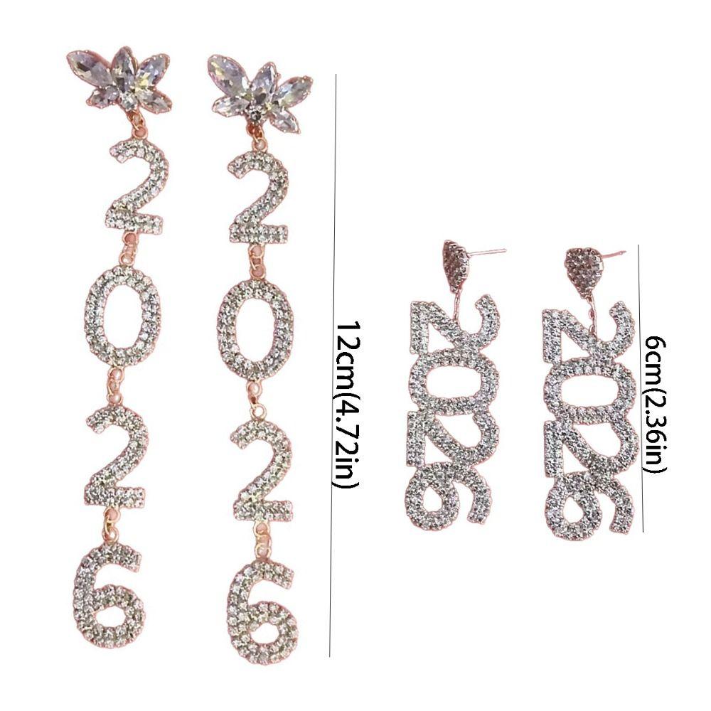 Crystal Jewelry 2026 Stud Earrings Aesthetic Rhinestone Earrings New Year Earrings Christmas