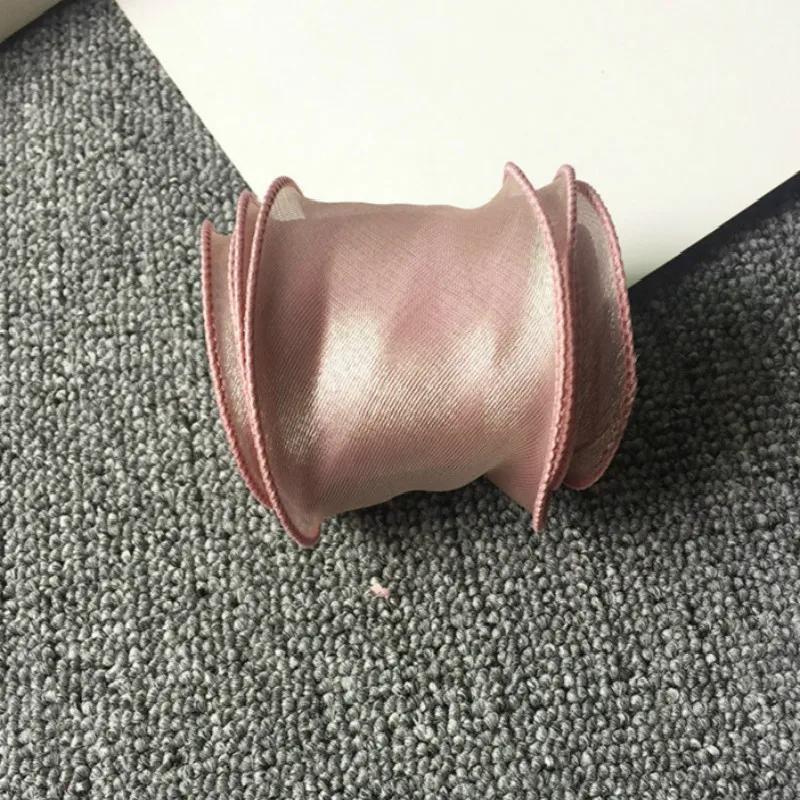 35Meters Wavy Organza Ribbon Silky DIY Hair Bow Making Material Accessories Wide Colorful Gradient Satin Lace Wave Hemming Tape