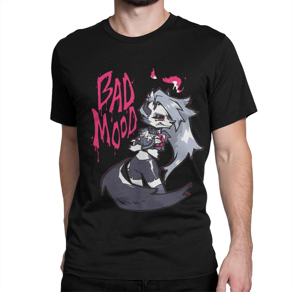 Men Women T-Shirt Loona Don't Care Dark Creative Cotton Tee Shirt Short Sleeve Helluva Boss Anime T Shirts Clothing Graphic