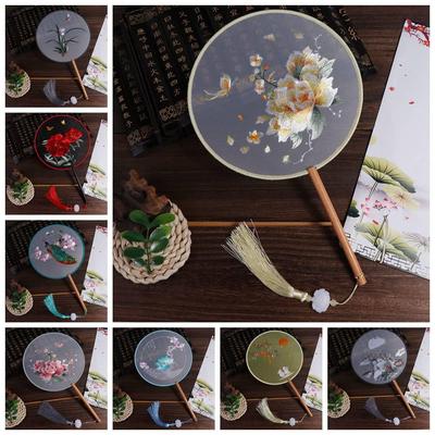 With Pendant Embroidery Fan Handheld Silk Fan Ancient Chinese Style Fan  Home Decor
